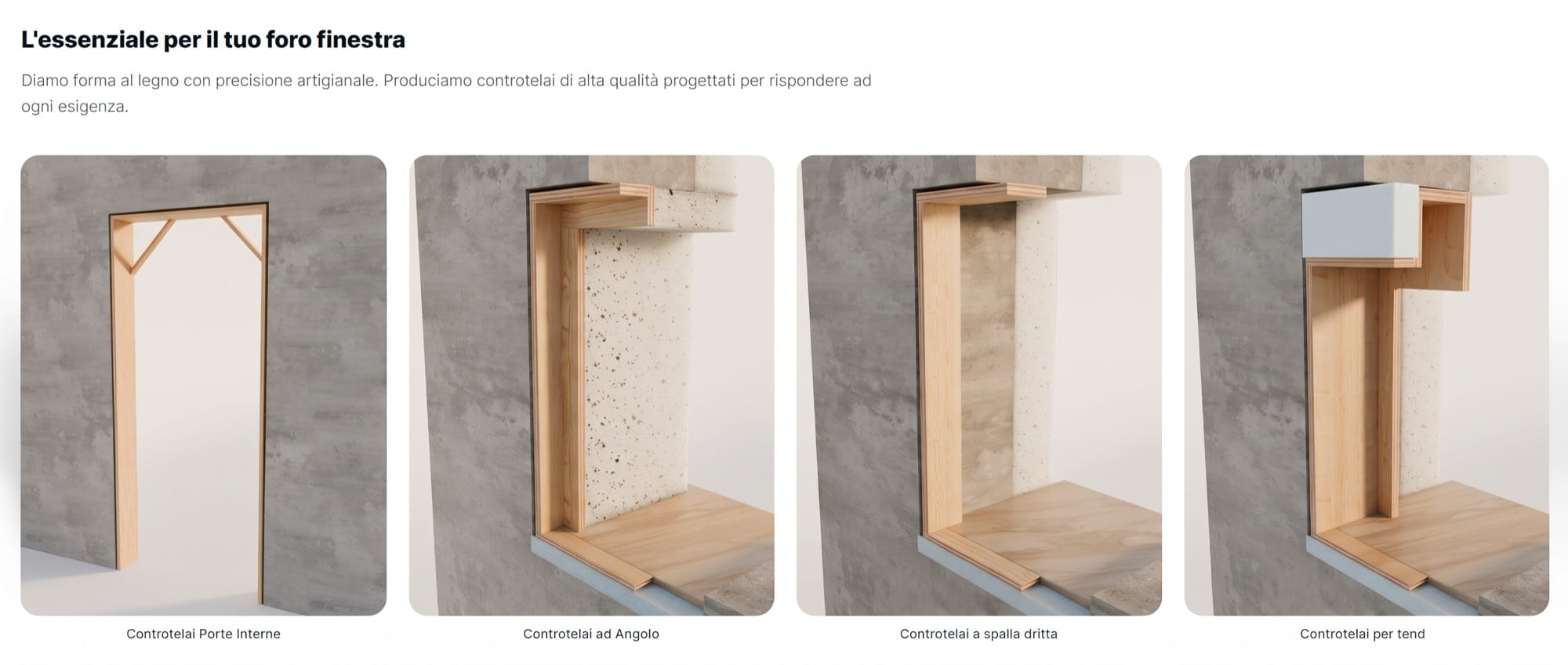 Catalogo di controtelai per porte interne, angoli e tende